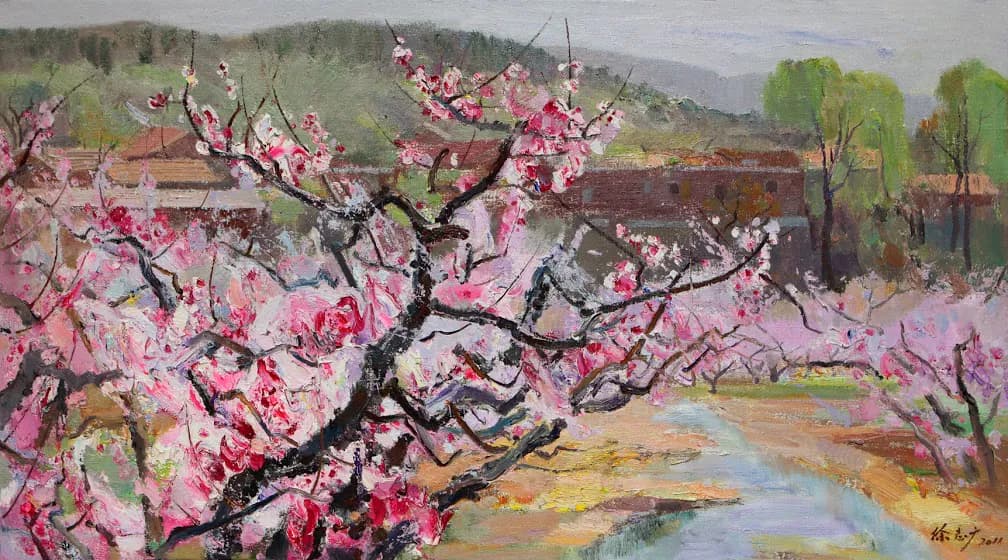 Peach Blossom by the Stream